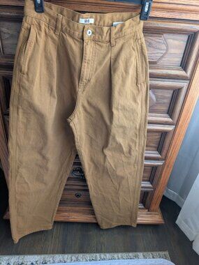 Brown Cotton Wide Leg Relaxed Fit Women`s Pants Uniqlo U Size US 6